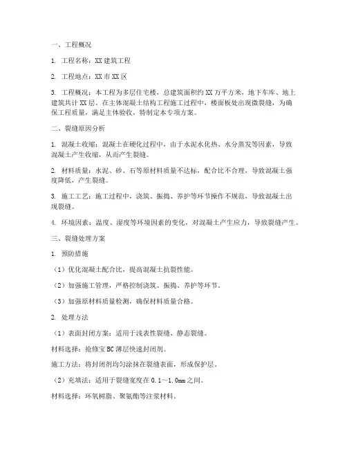 混凝土裂缝处理专项方案