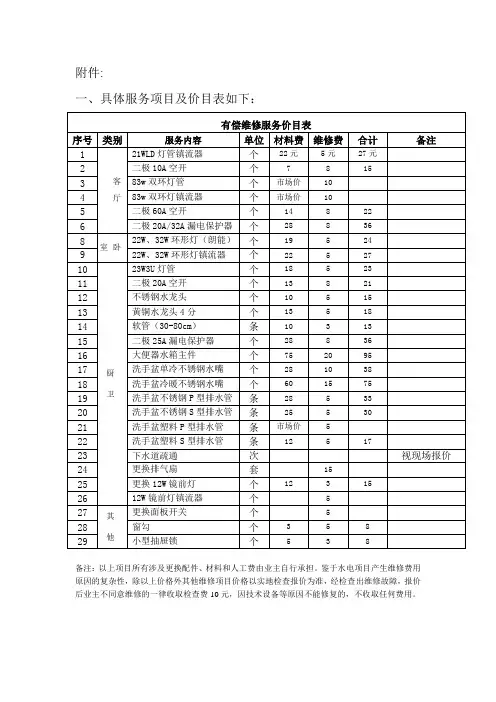 有偿维修服务方案