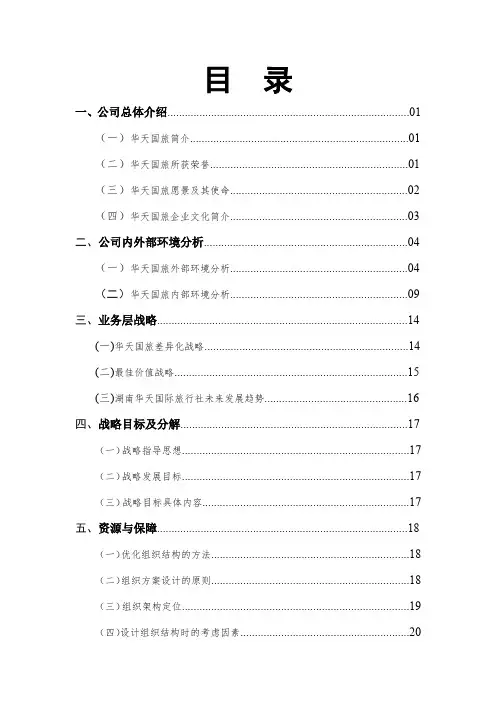 湖南华天国际旅行社企业战略管理报告