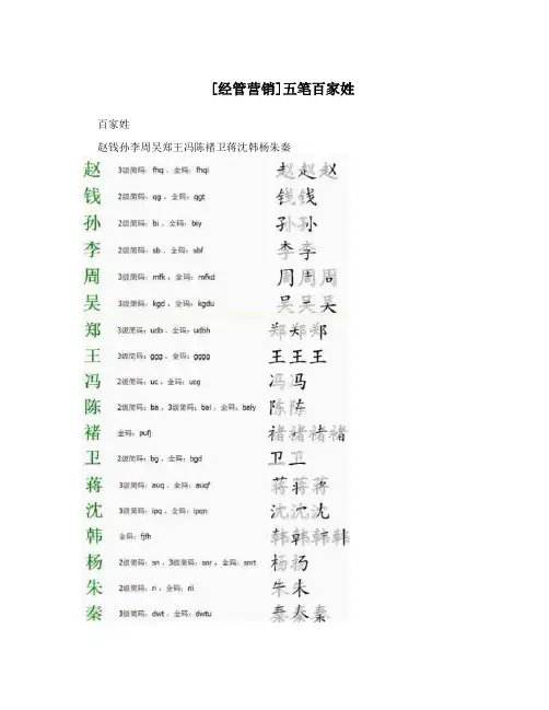 [经管营销]五笔百家姓