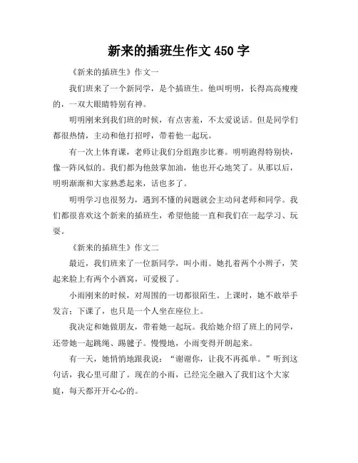 新来的插班生作文450字