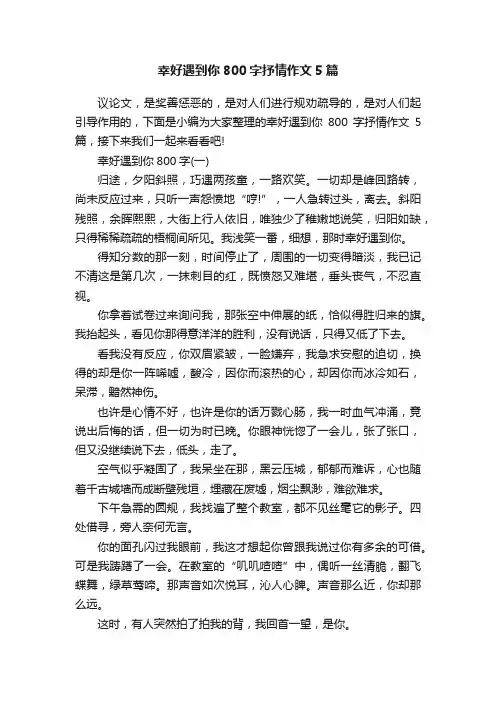 幸好遇到你800字抒情作文5篇
