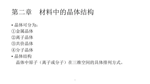 材料科学基础第二章材料中的晶体结构