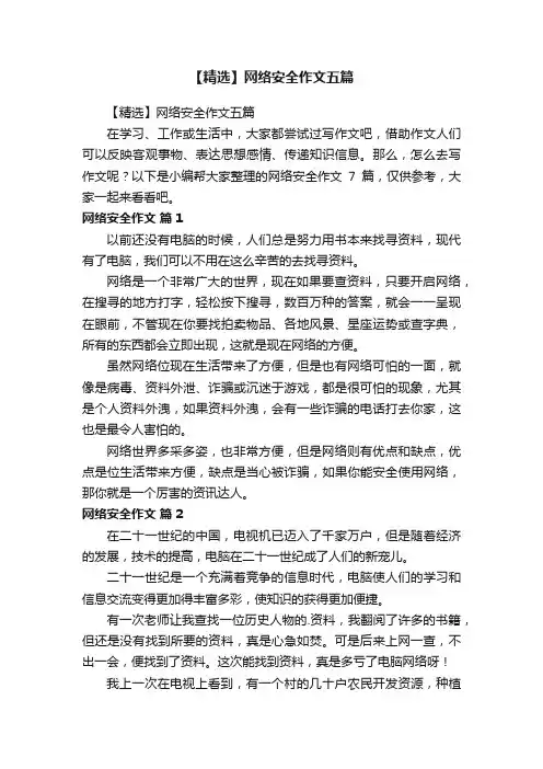 【精选】网络安全作文五篇