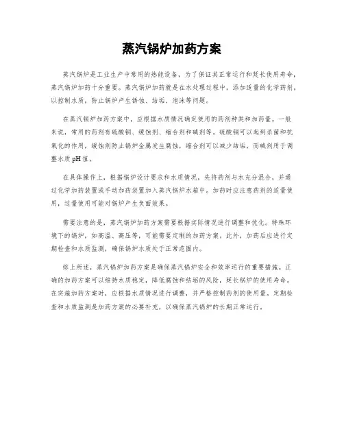 蒸汽锅炉加药方案