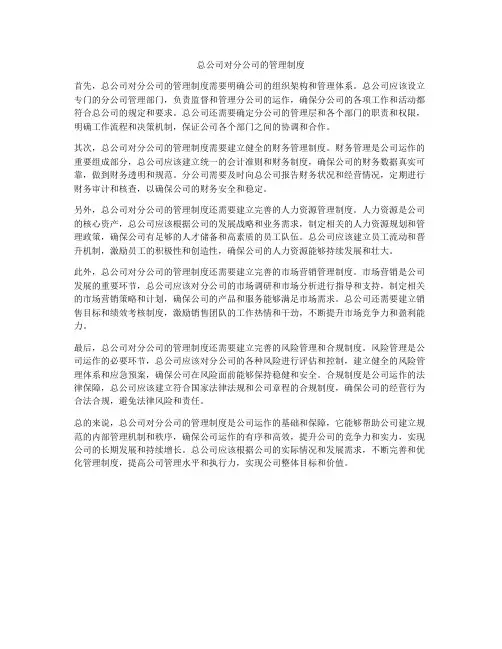总公司对分公司的管理制度