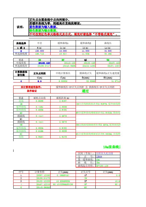 正矢计算表(中分法)