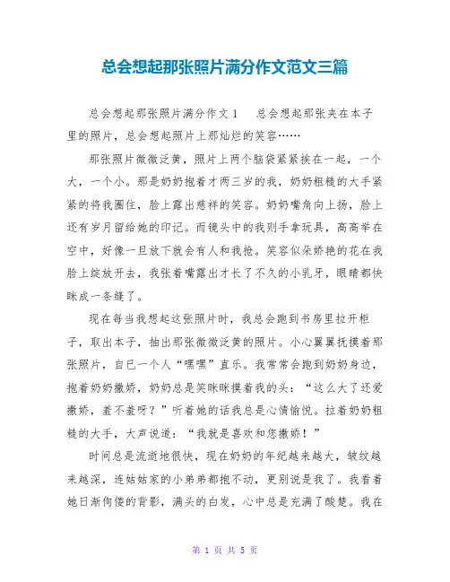 总会想起那张照片满分作文范文三篇