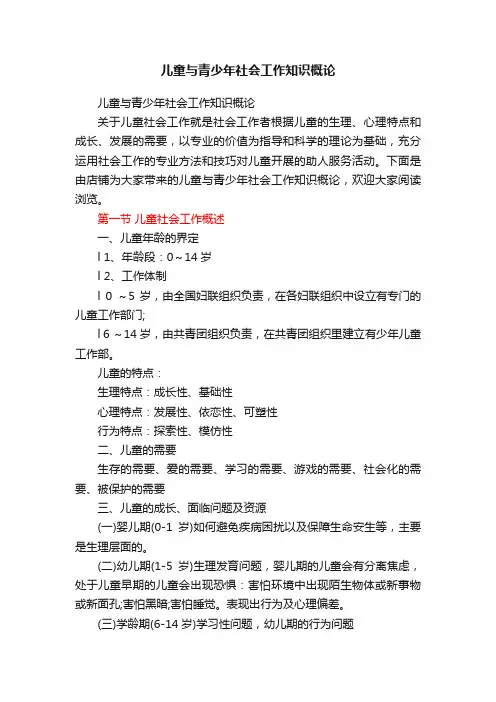 儿童与青少年社会工作知识概论