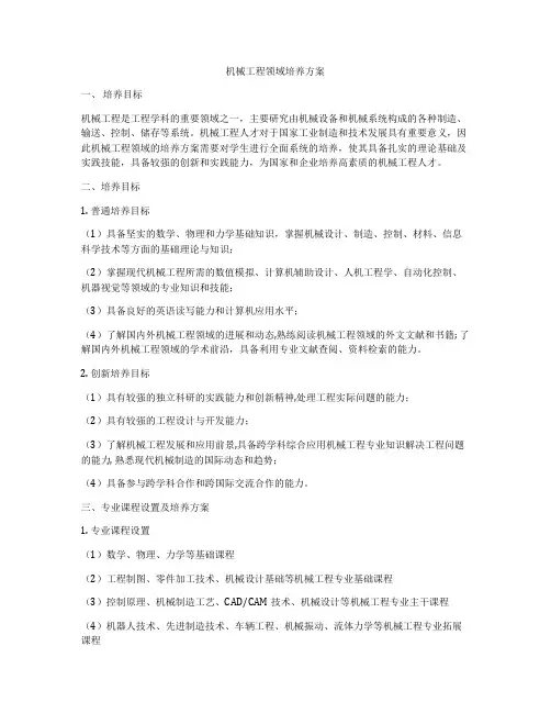 机械工程领域培养方案