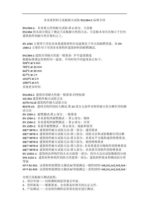 非承重材料天花板耐火试验EN1364-2标准介绍