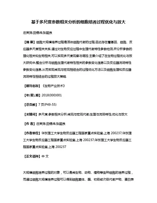 基于多尺度参数相关分析的细胞培养过程优化与放大