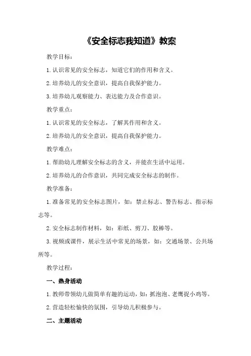 幼儿园中班社会活动《安全标志我知道》教案