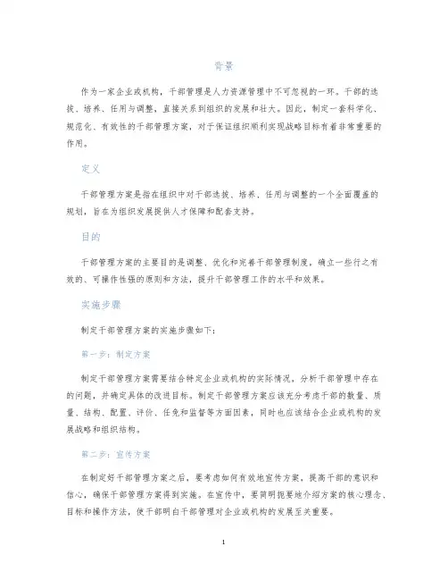 干部管理方案