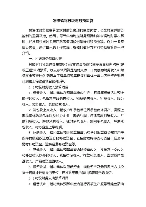 怎样编制村级财务预决算