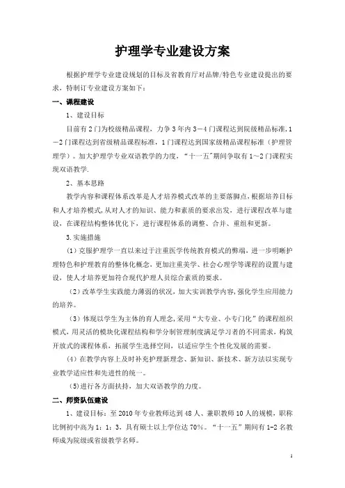 护理学专业建设方案.