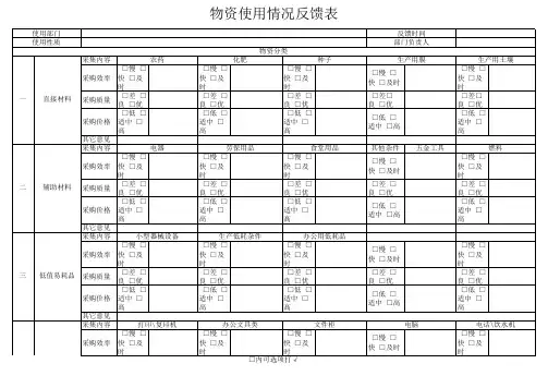 物资使用情况反馈表
