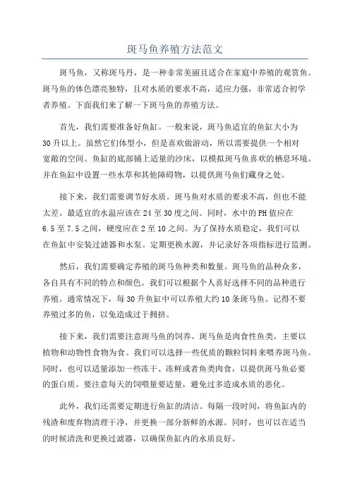 斑马鱼养殖方法范文