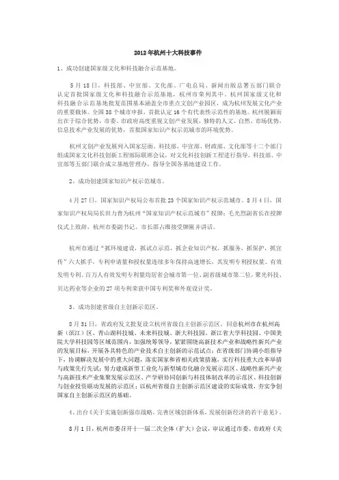2012年杭州十大科技事件