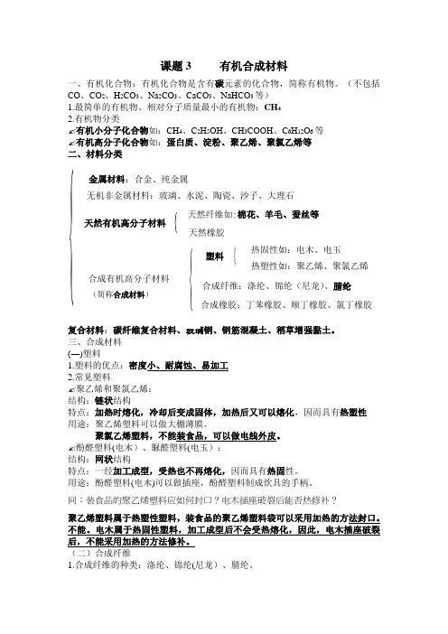 有机合成材料知识点