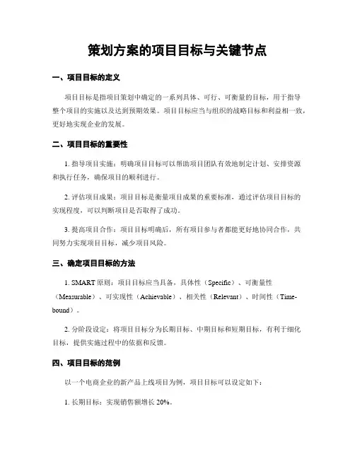 策划方案的项目目标与关键节点