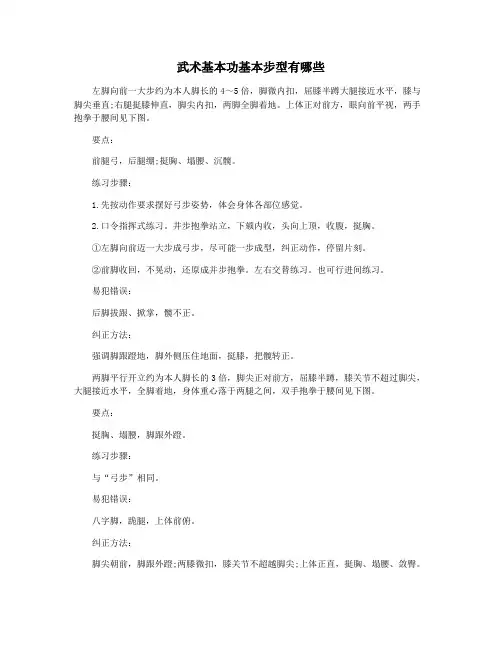 武术基本功基本步型有哪些