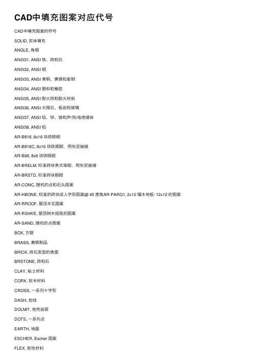 CAD中填充图案对应代号