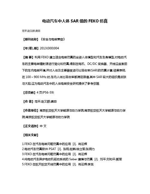 电动汽车中人体SAR值的FEKO仿真