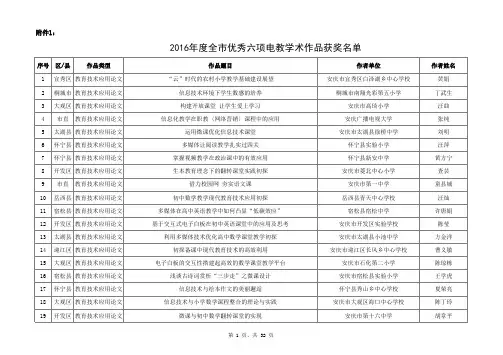 教体技〔2016〕16号-附件1：2016年度安庆市六项电教学术作品评选活动获奖作品名单