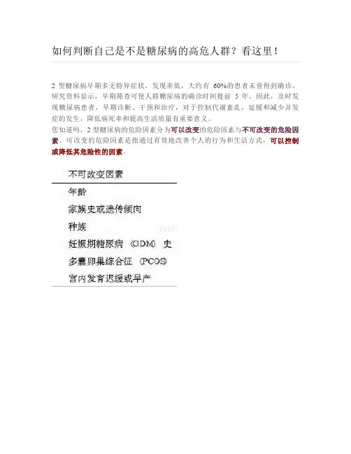 健康说：如何判断自己是不是糖尿病的高危人群？看这里!