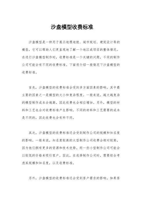 沙盘模型收费标准