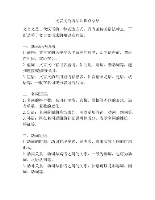 文言文的语法知识点总结