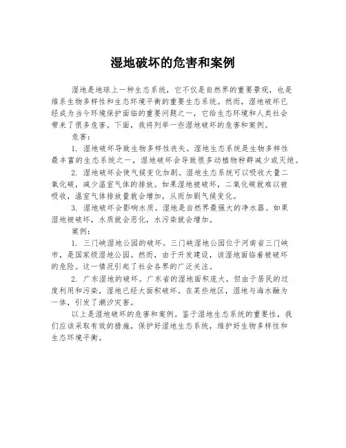 湿地破坏的危害和案例