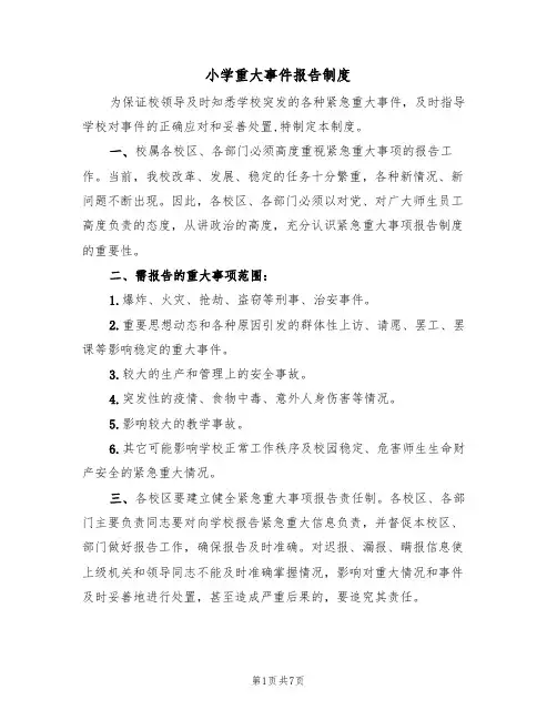 小学重大事件报告制度(5篇)