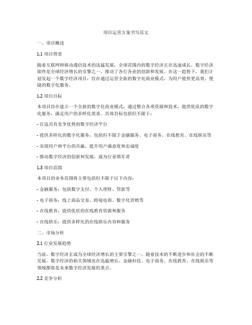 项目运营方案书写范文