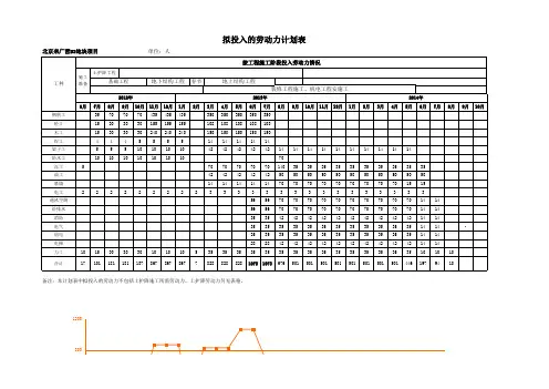 劳动力计划表(不含土护降)