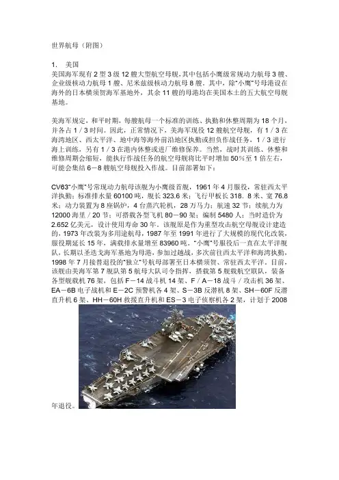 世界航母合集(附图)资料