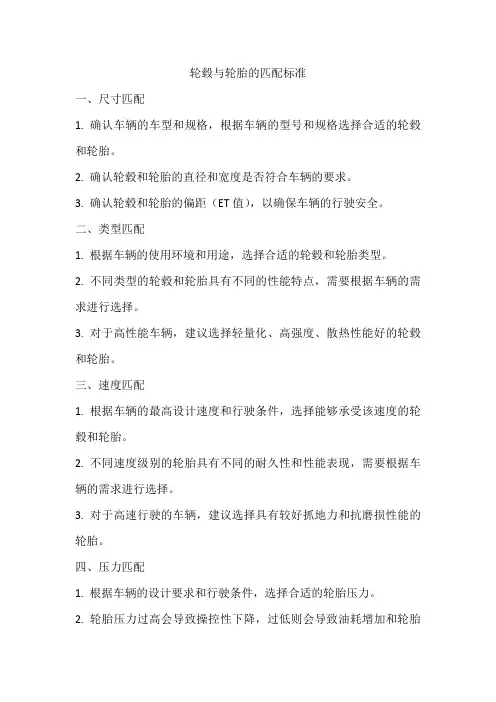 轮毂与轮胎的匹配标准