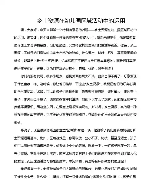 乡土资源在幼儿园区域活动中的运用