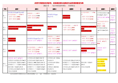 2012级电自 新能源 国际排课情况