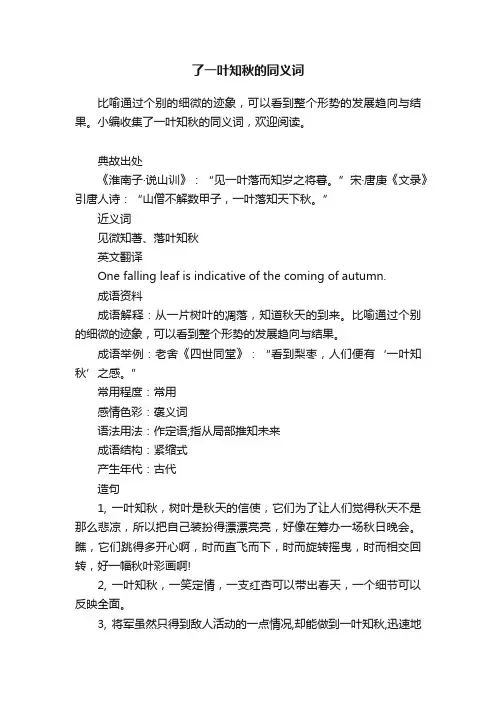 了一叶知秋的同义词