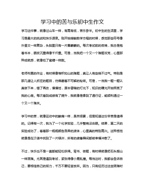 学习中的苦与乐初中生作文