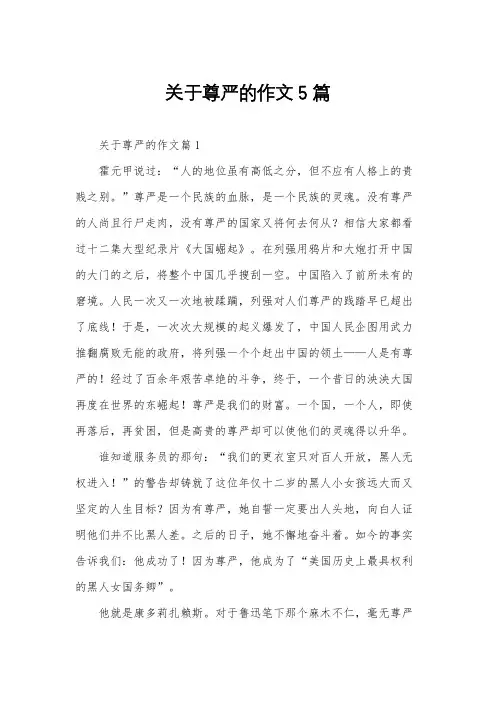 关于尊严的作文5篇