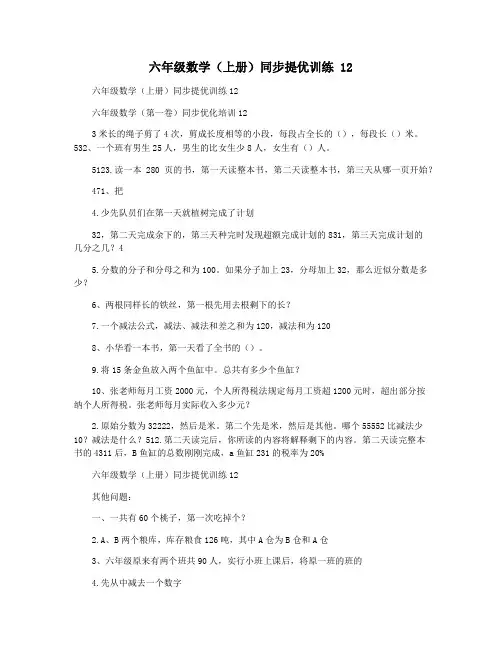 六年级数学(上册)同步提优训练 12