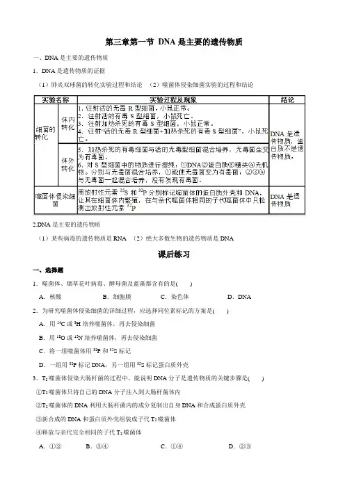 高一生物必修二第三章知识点加练习题(含答案)