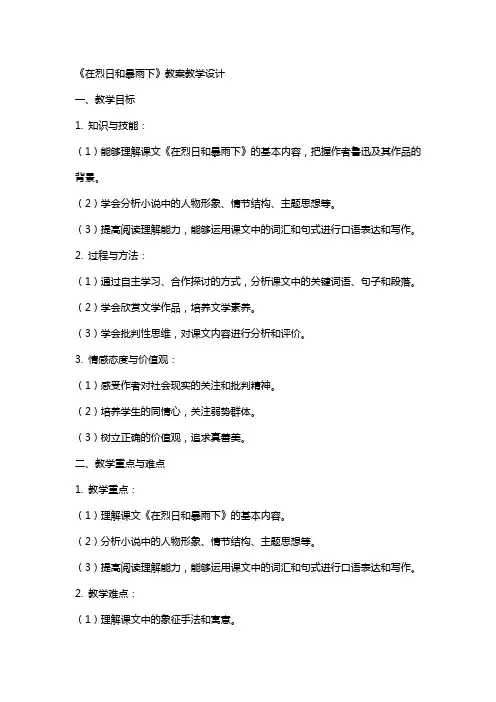 在烈日和暴雨下 教案教学设计