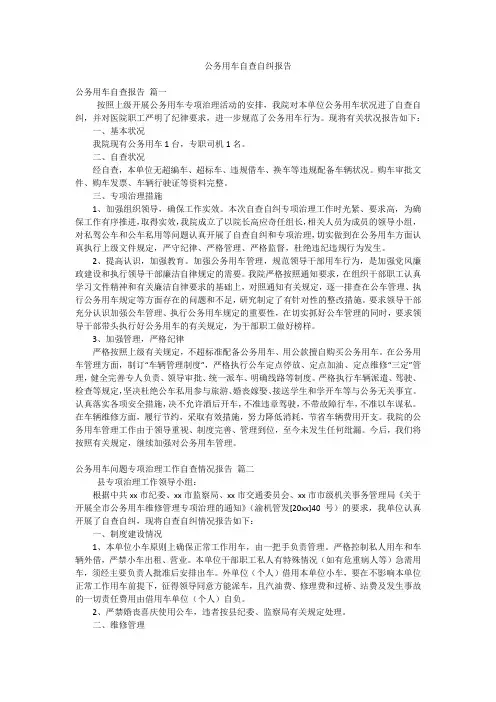 公务用车自查自纠报告
