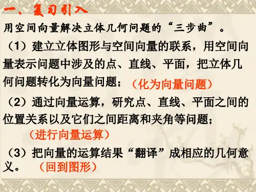 立体几何中的向量方法二空间距离问题数学选修