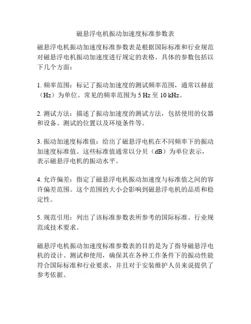 磁悬浮电机振动加速度标准参数表