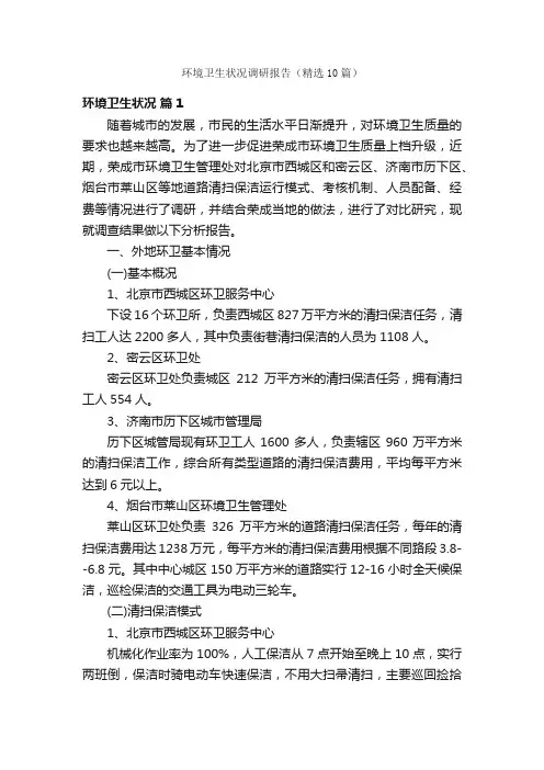 环境卫生状况调研报告（精选10篇）